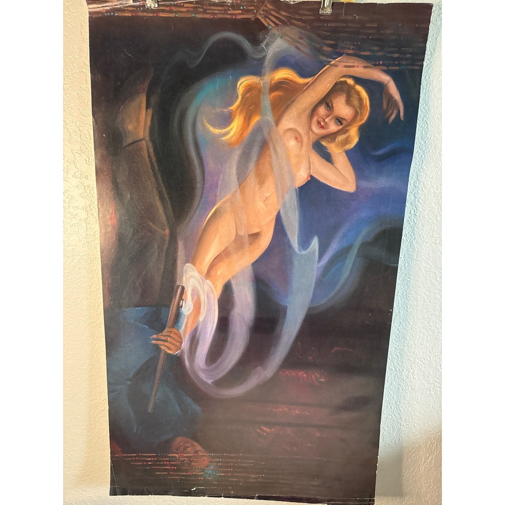 Vintage A. E. Backus Chinaman's Dream Print Art Poster Blue Large Fair